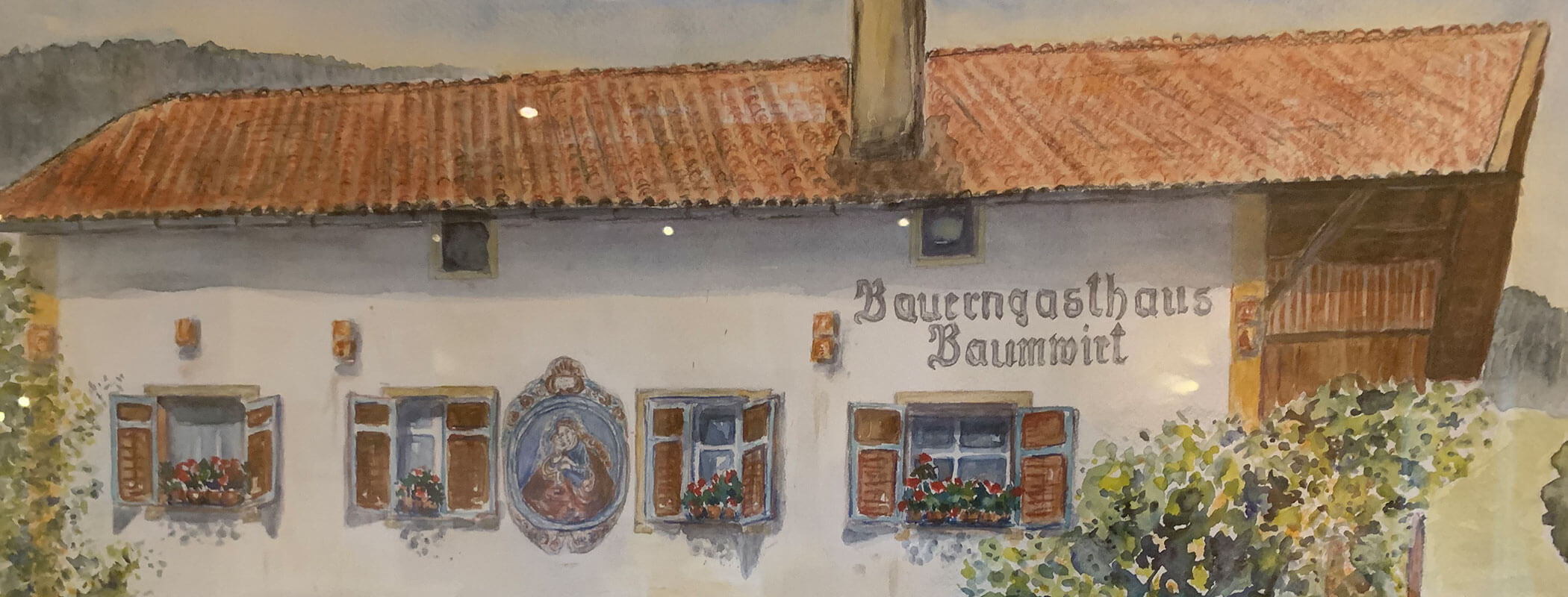 Zeichnung vom ehemaligen Bauerngasthaus Baumwirt - Hotel Baumwirt